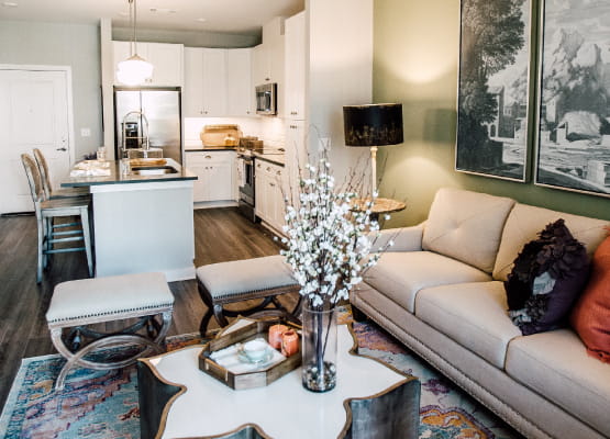 living room in residence at avenida watermarq germantown