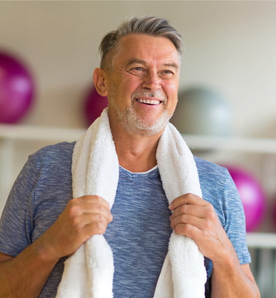 man with towel shoulders
